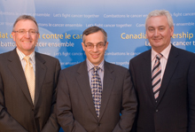 Jeff Lozon, Partnership Chair, 2006-2009, then-Health Minister Tony Clement, and Vice-Chair Dr. Simon Sutcliffe, Spring 2007