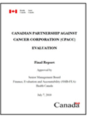Health Canada evaluation of the Canadian Partnership Against Cancer report cover