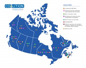 Map of Canada showing CLASP projects in each province or territory